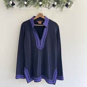 Tory Burch Purple Embroidered Tunic Large M4558